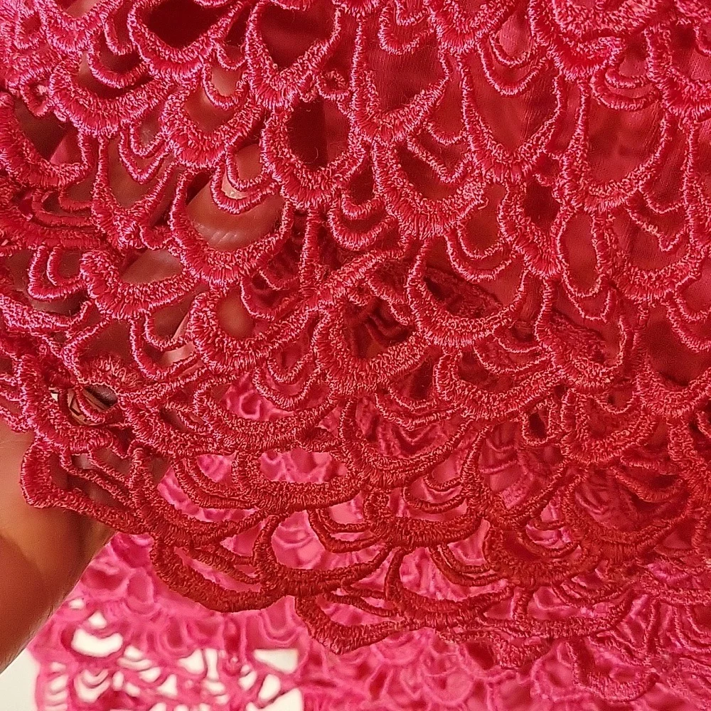 Cato Sleeveless Top Hot Pink Lace Overlay Front large